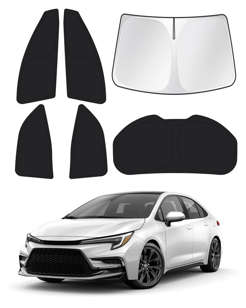 Canvcle Sunshades for 2020-2025 2026 Toyota Corolla Hatchback Accessories Windshield Sun Shade Side Rear Window Shade Cover Sun Visor Shield Privacy Protection for Camping Keep Vehicle Cool Black 6PCS - Image 1